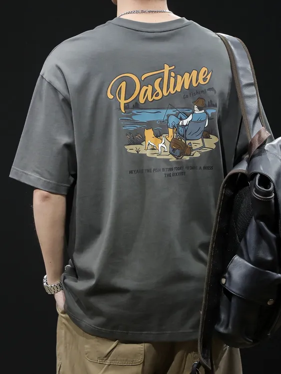 330克双纱重磅凉感纯棉短袖T恤男士半袖夏季百搭休闲美式宽松潮流