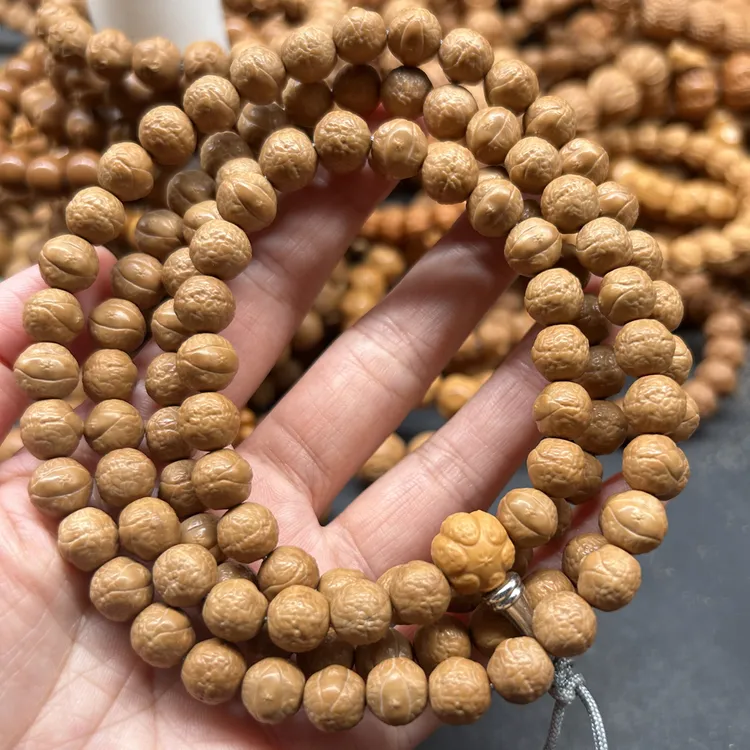 0.9加哑光原皮色114颗猴头雕刻凤眼菩提无抛光精品脖挂项链