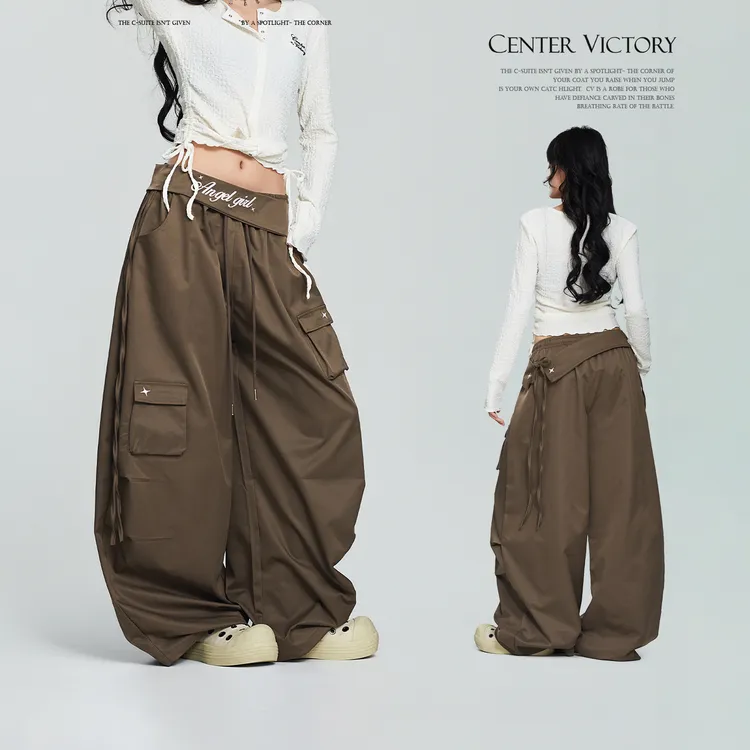 【达人专属】CV新广场舞潮牌腰封飘带工装长裤秋季设计感宽松百搭
