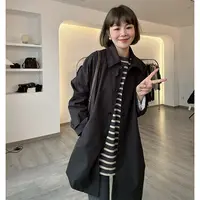 咔呐咪春秋中长款宽松显瘦工装风衣外套
