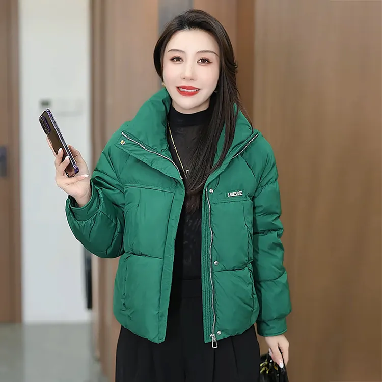 2025年冬季新款时尚百搭立领棉服女小个子夹棉加厚外套冬装棉衣女