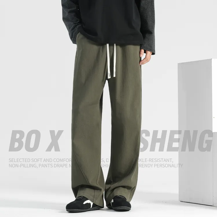 纯棉裤子男款春秋美式工装裤宽松阔腿裤直筒裤秋季男生卫裤休闲裤