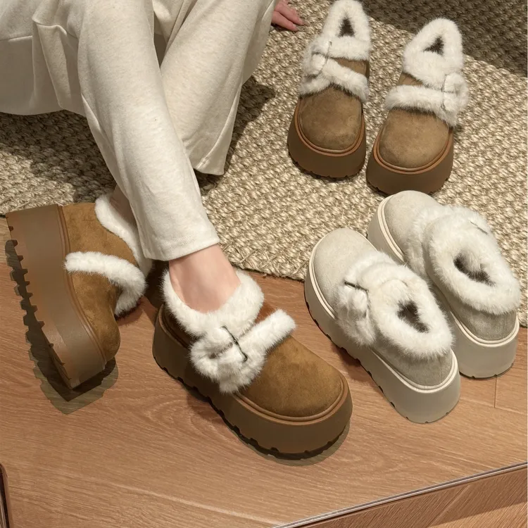 贾不假增高厚底棉鞋女款2025新款冬季复古加绒保暖雪地靴洋气百搭