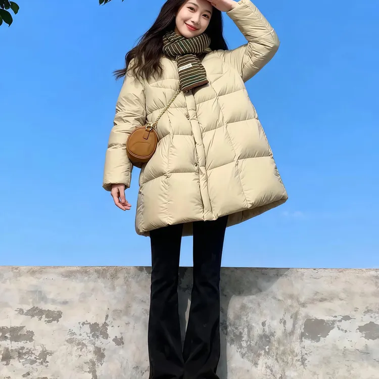 2025新款白鸭绒羽绒服女冬季巨好看的小个子加厚版型好蓬松中长款