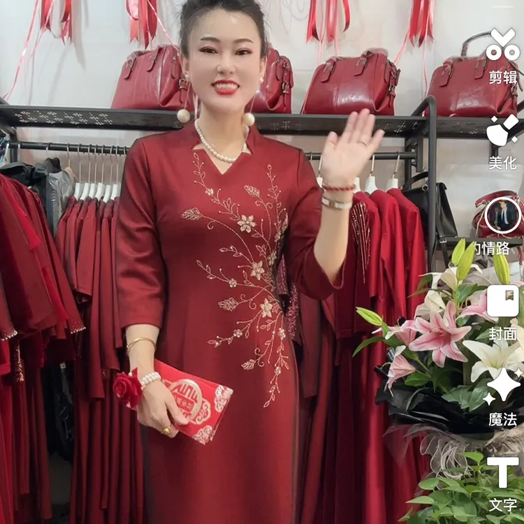 8570小个子气质优雅喜婆婆妈妈婚宴婚礼连衣裙