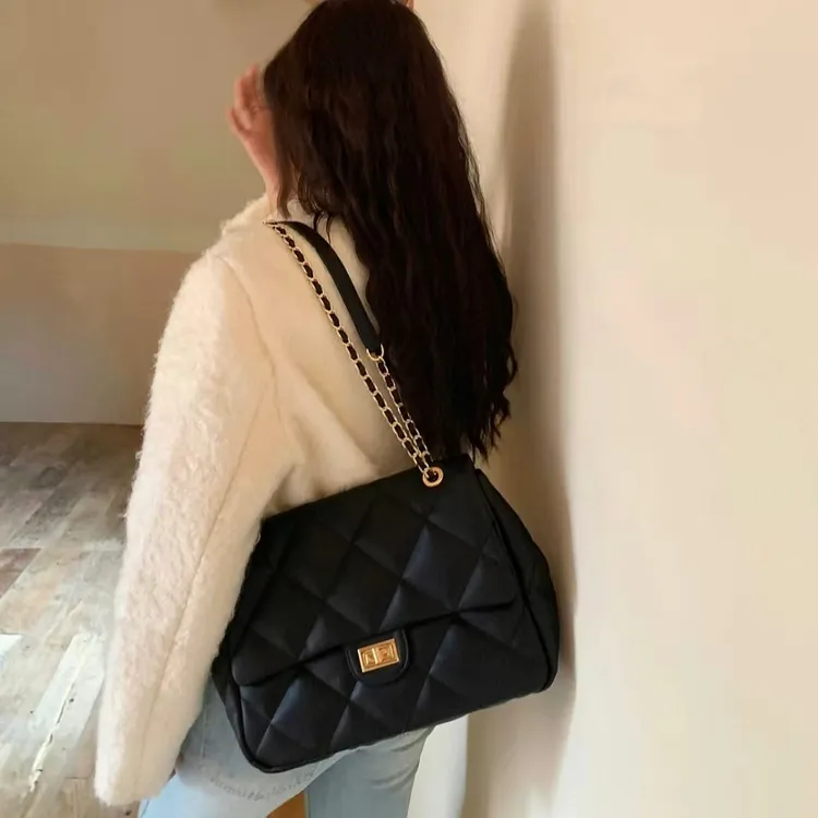 菱格链条包包女士2025新款四季百搭质感大容量通勤单肩斜挎包