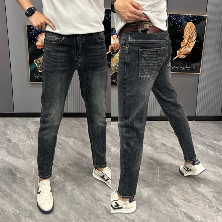 牛仔裤男时尚潮流弹力显瘦男士小脚裤秋季新款百搭简约长裤男舒适