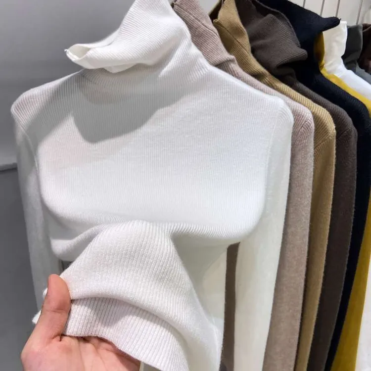 高领打底毛衣秋冬堆堆新款上衣套头长袖针织时尚洋气修身针织衫