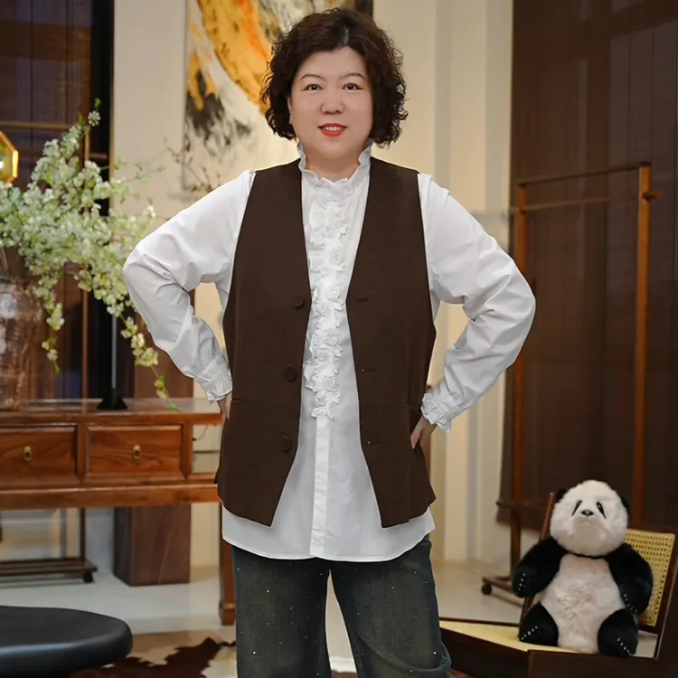 金雀绫【西部牛仔】设计款美式复古简约加宽加大马夹SZA2TL522