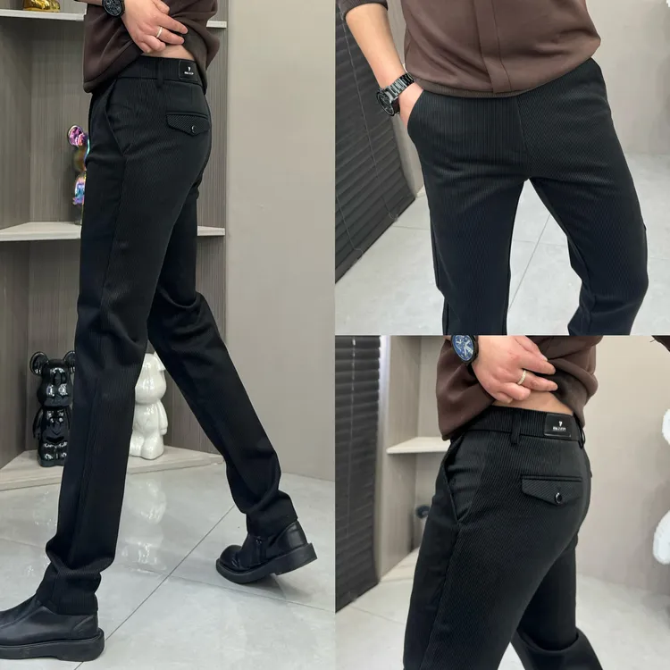 男韩式冬季男装毛呢加厚西裤小脚裤长裤修身时尚商务休闲裤小直筒