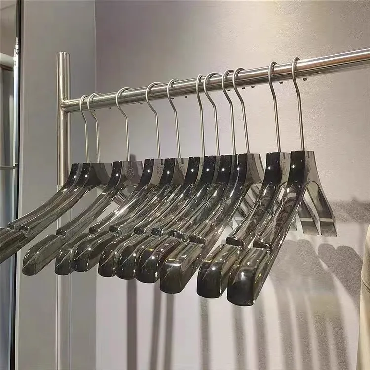 烟灰透明水晶衣架婚纱衣架服装店商场专柜名品亚克力衣撑裤夹
