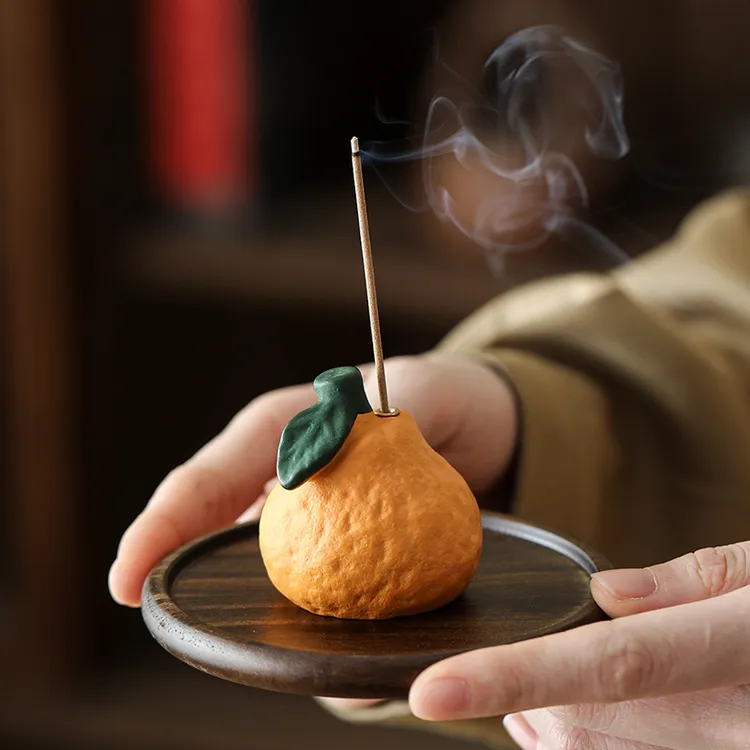 丑橘香插创意线香炉家用室内禅意茶室香托香插底座茶桌摆件香薰炉