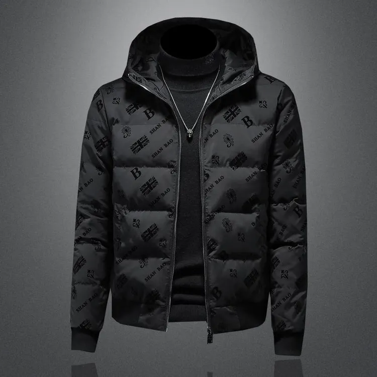 欧洲站男士羽绒服冬季2025新款潮流植绒休闲短款加厚保暖连帽外套