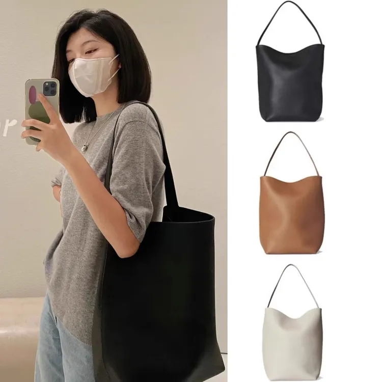 水桶包女新款2025单肩牛皮大容量小众高级手提黑色通勤真皮女包