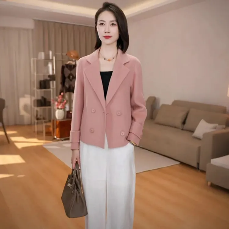 【100%纯羊毛】秋冬新款气质百搭短款双面羊毛大衣外套6606专属001