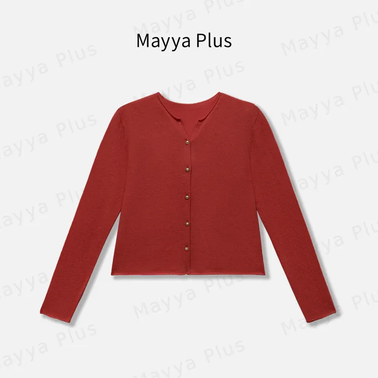 【秋岁时】Mayya Plus麦芽定制轻奢气质欧若风针织上衣32536391