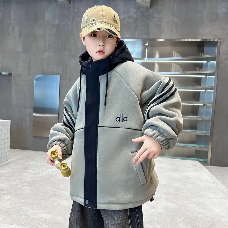 男童夹棉外套秋冬款8-15岁大童奥粒绒薄棉服儿童棉衣加厚冬装男孩
