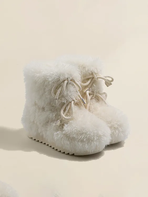 增高6CM~超轻软厚底毛毛雪地靴女冬2025款防滑短靴加绒加厚大棉鞋