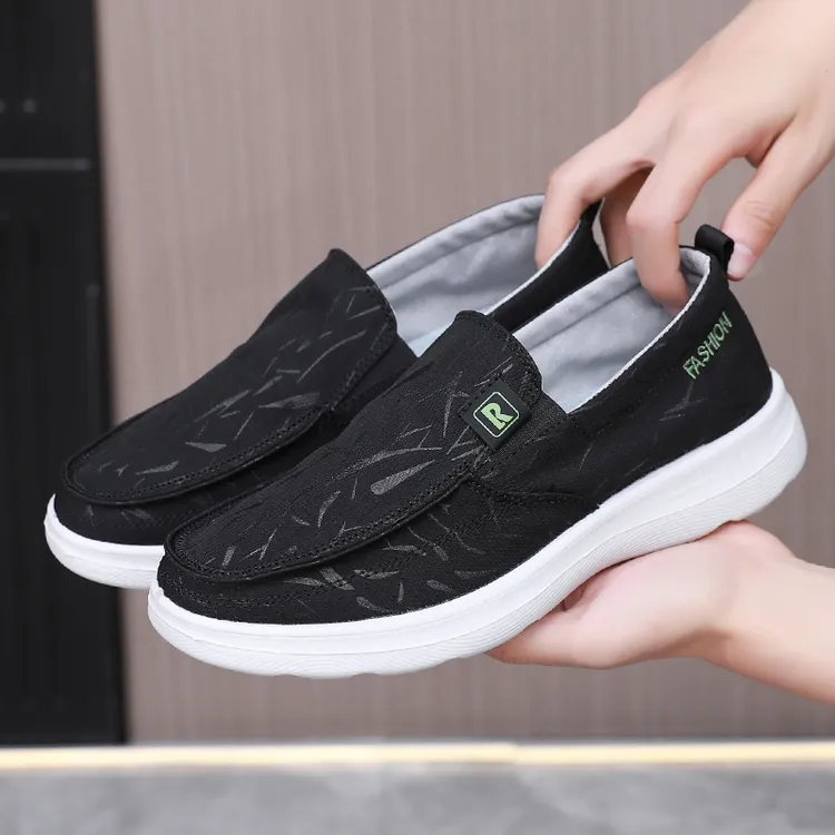 2025新款老北京布鞋男单鞋一脚蹬休闲鞋透气中老年爸爸鞋软底防滑