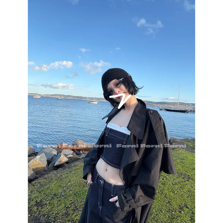 FORNI 绯闻女王 2025秋季100全棉分体抹胸牛仔裤套装