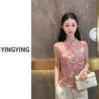 现货新款【夏至】夏季新中式气质人丝百搭无袖国风马甲