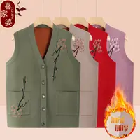中老年秋冬季复古加厚马甲老年女装保暖外穿背心老人衣服奶奶上衣