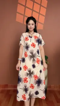 3（四叶草）显瘦气质中长款时连衣裙百搭遮肉裙子