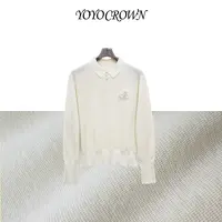YOYOCROWN 新款翻领领长袖温柔气质秋冬优雅打底羊毛衫轻奢