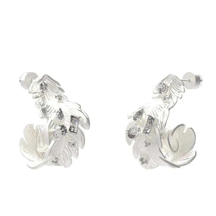 铜合金耳饰 【羽翼耳环】轻奢复古简约优雅羽毛元素设计师耳钉