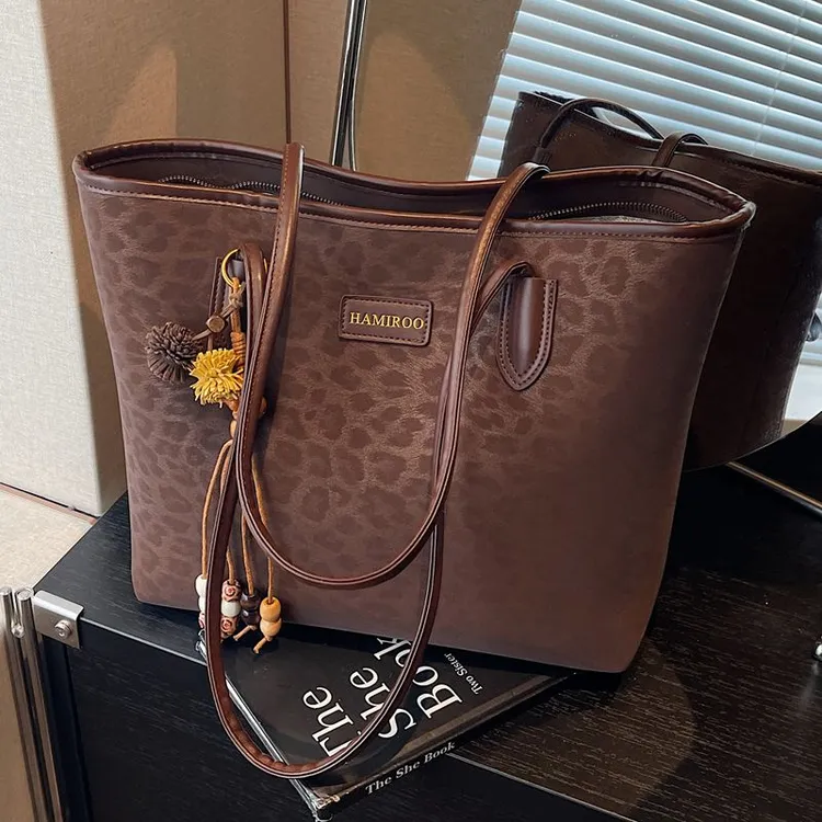 秋冬包包女式2025新款韩系慵懒风手提托特包大容量女士豹纹单肩包