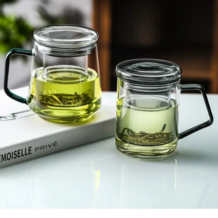 玻璃泡茶杯带过滤功能带盖耐高温茶水分离带把办公室适用