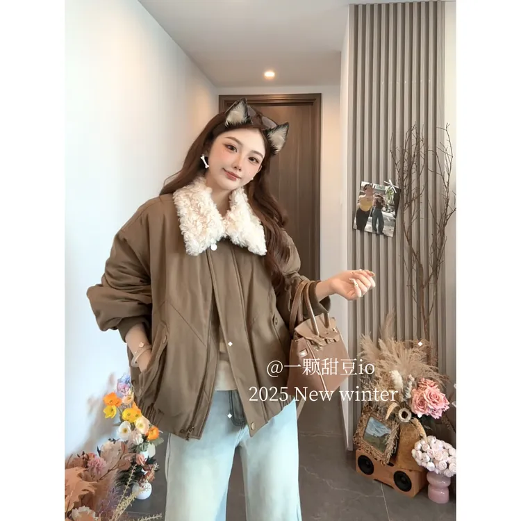 工装派克羽绒服女2025冬装新款宽松保暖高级感毛领白鸭绒外套570