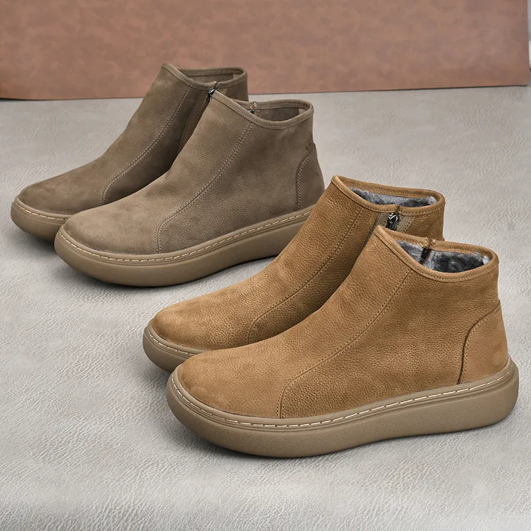 新款秋冬季男士马丁靴头层牛皮切尔西靴时尚百搭软底软面厚底耐磨