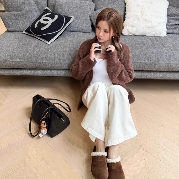 MungsEra【焦糖栗子】高端线rose同款羊驼毛长毛保暖开衫毛衣外套