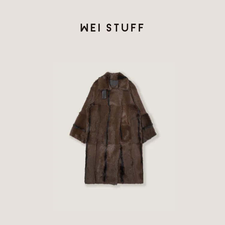 WEI STUFF  “奢贵品质” 优雅气质翻领百搭宽松长款皮草 9791 .