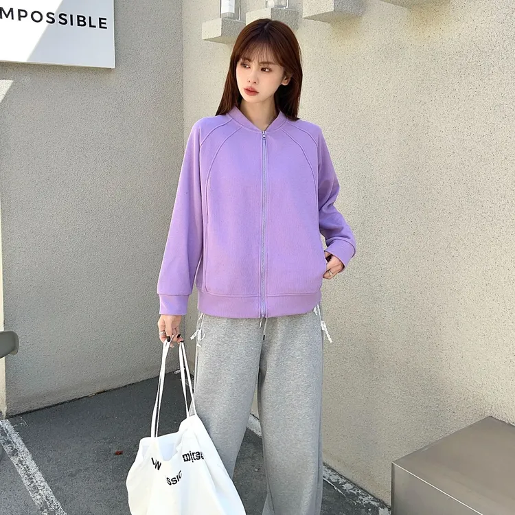L132秋季新款时尚潮流百搭净版多拼女士休闲棒球服25-35