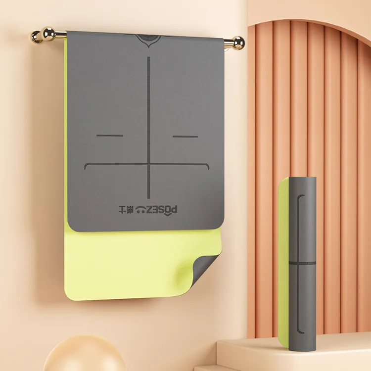 [1.5mm轻薄可折叠]甫士天然橡胶表面磨砂黄底防滑折叠体操瑜伽垫