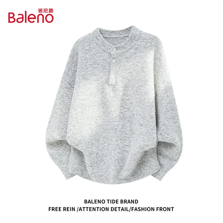 班尼路亨利领毛衣男秋冬季美式复古潮牌痞帅慵懒风内搭打底针织衫