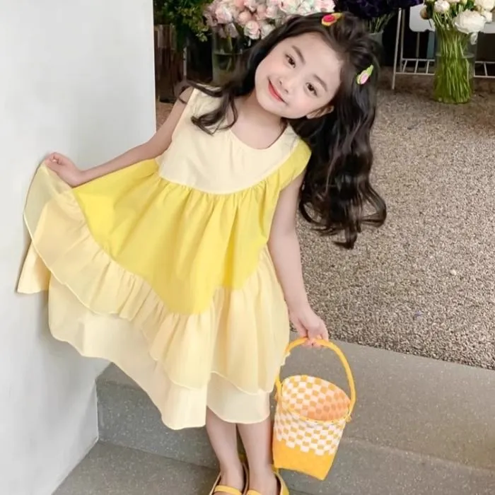 女童连衣裙夏装新款童装洋气雪纺裙子大童儿童夏款女孩公主裙TZ