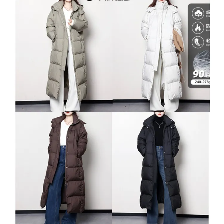 QC宣宣【暖意入怀】微胖大码女冬保暖时尚连帽长款羽绒服ZY405H91