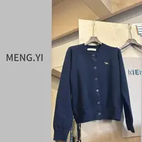 MENG.YI藏蓝色腊肠狗刺绣毛衣5302