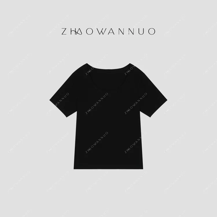 ZHAO WANNUO 丨 25夏季新款斜肩宽松净版T恤NC0720