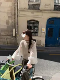  晴山暮雪 灯笼袖衬衫+背心针织温柔日常感套装