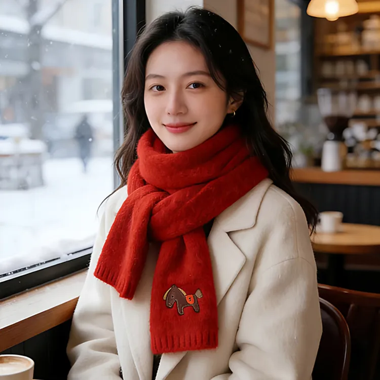 红色围巾女款爆款2026新款冬季本命年新年跨年围脖生日礼物送女生