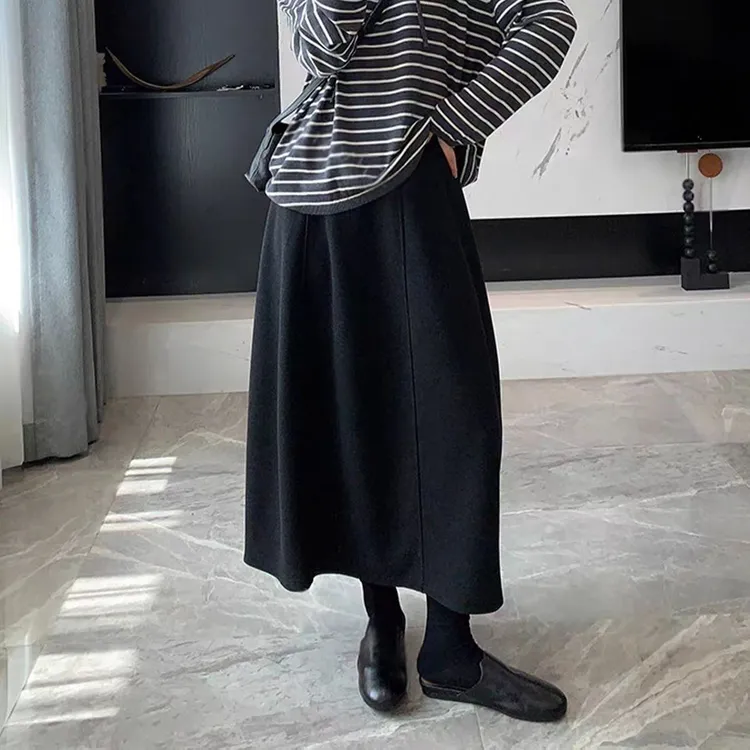 2025秋冬新款醋酸毛呢半身裙女A字高腰通勤百搭花苞裙优雅半身裙