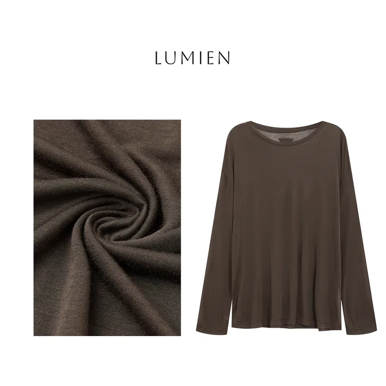 【LUMIEN】“摩卡薄雾”咖色微透极简T恤LX5CTT025