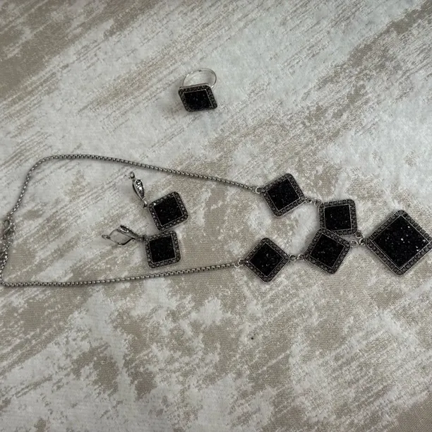 钛钢项链 爆款黑色钛钢三件套不掉色套装