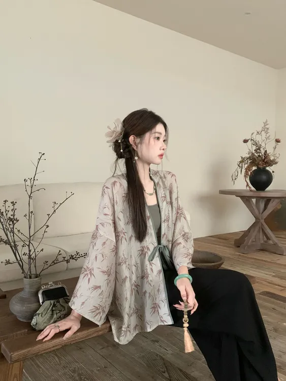 EIA一尧新中式国风【幂式穿搭】禅意松弛外衫+吊带上衣显瘦明星同款
