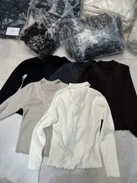 针织V领纯欲风针织衫高领打底##3815