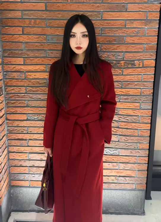 新疆包邮冬季新款慵懒风时尚高端袖口狐狸毛双面羊绒大衣